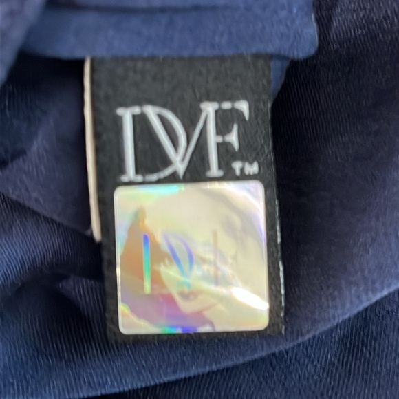 Diane von Furstenberg Candela Bis Silk Ruffle Long Sleeve Blouse Top Navy Red 10 - Picture 12 of 14